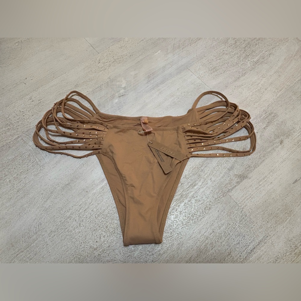 SKIMS Tan Bikini Bottom with Strap Detail